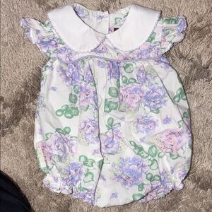 Floral Baby Girl Bubble with Peter Pan Collar